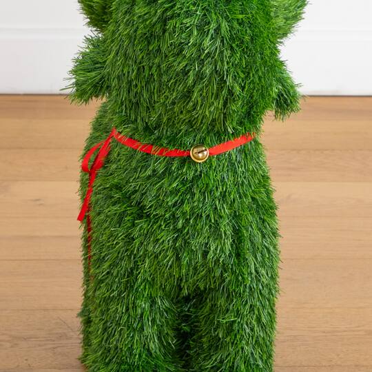 Nearly Natural 2ft. Green UV Resistant Artificial Christmas Grass Garden Plush Topiary Reindeer